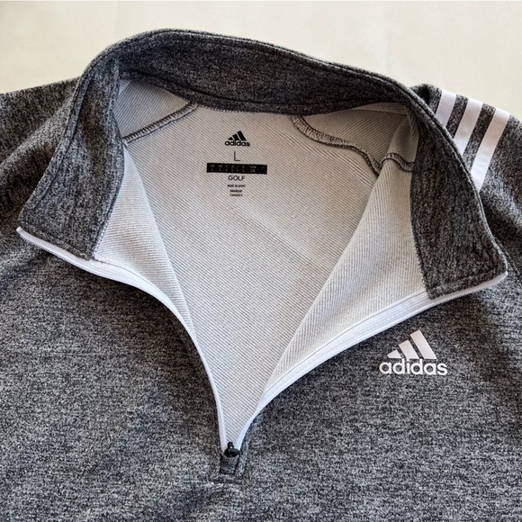 Adidas Mens Golf Quarter Zip Jacket Size L Grey White Athletic Performance - Picture 4 of 10
